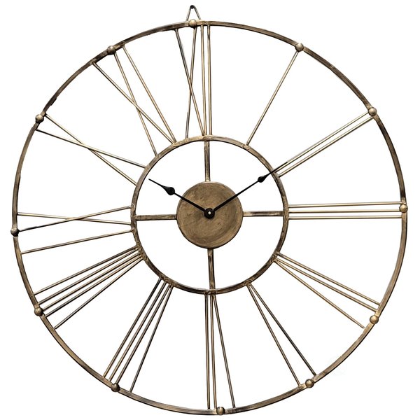 Quickway Imports Decorative Antique Roman Numerical Gold Metal Wall Clock for Dining, Living Room, or Kitchen QI004252